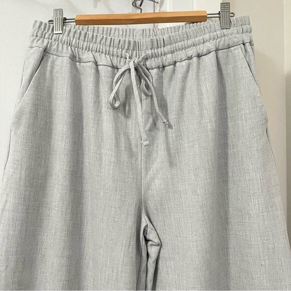 Zara Light Grey Elastic Waistband Trousers Size Large - Picture 11 of 12